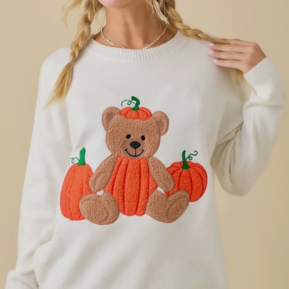 Cute Bear and Pumpkin Sweater